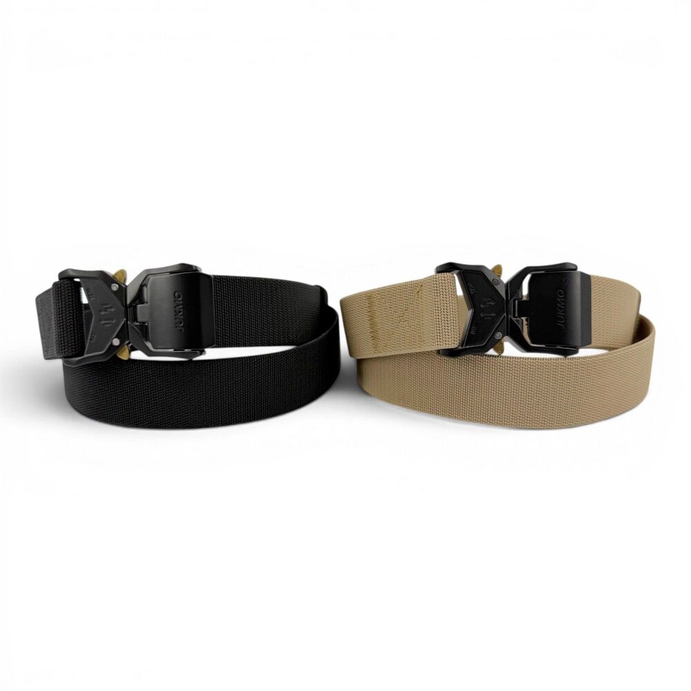 Lot of 2 JUKMO 1.5" Tactical Hiking Nylon Web Quick Release Belt Black/Coyote M